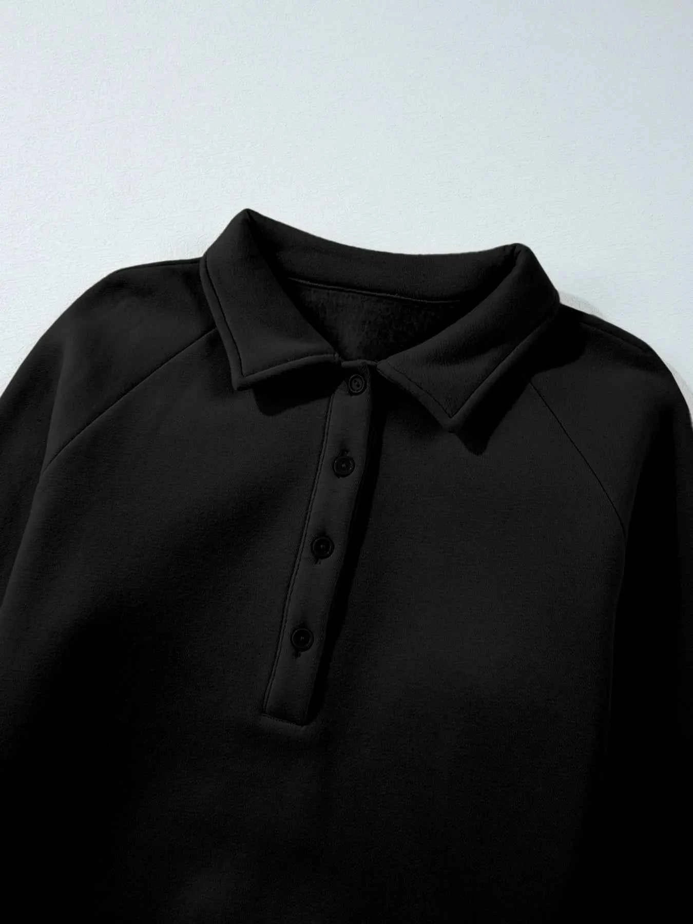 Collared Sweatshirt and High Waist Pants Active Set