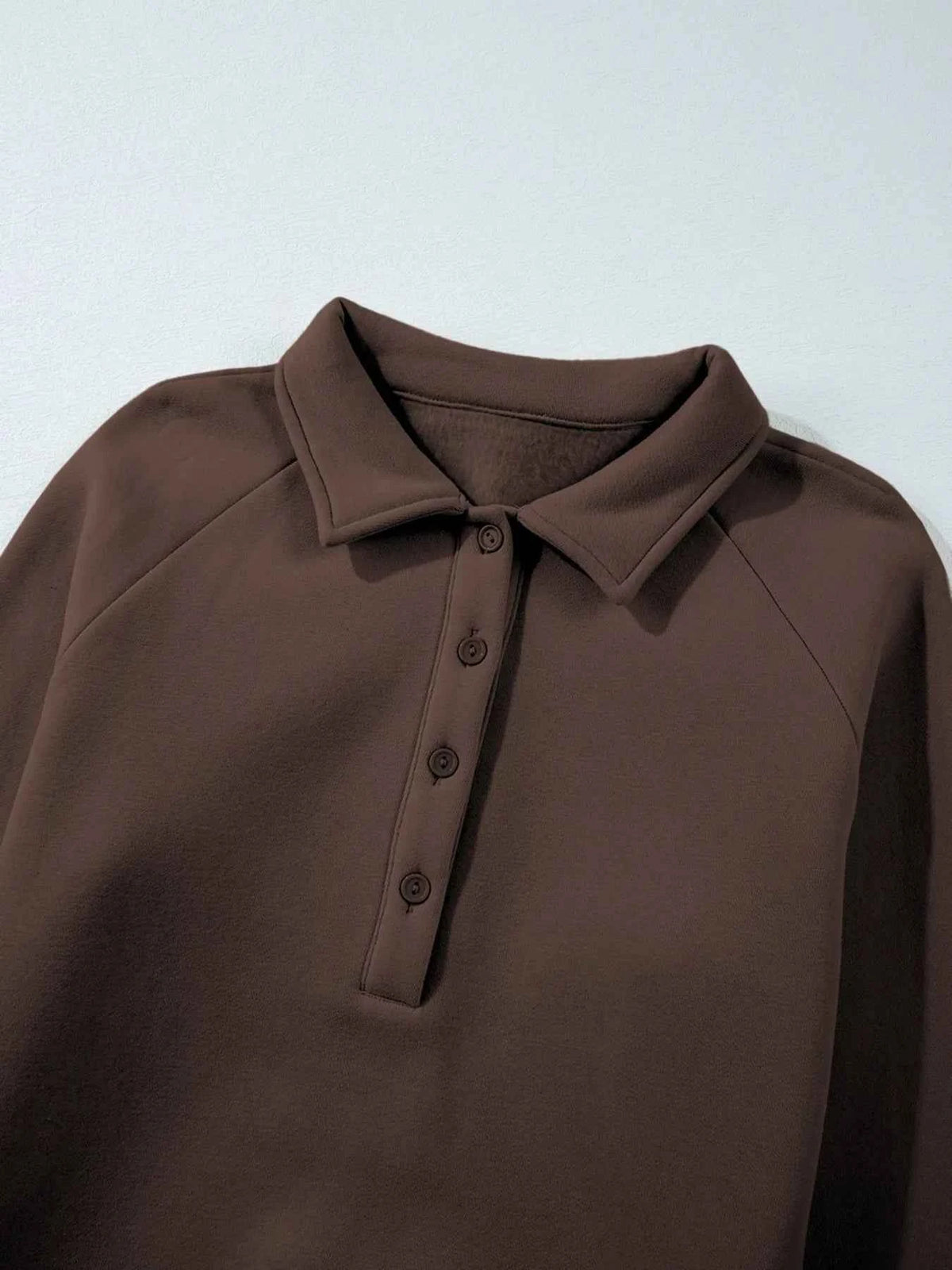 Collared Sweatshirt and High Waist Pants Active Set