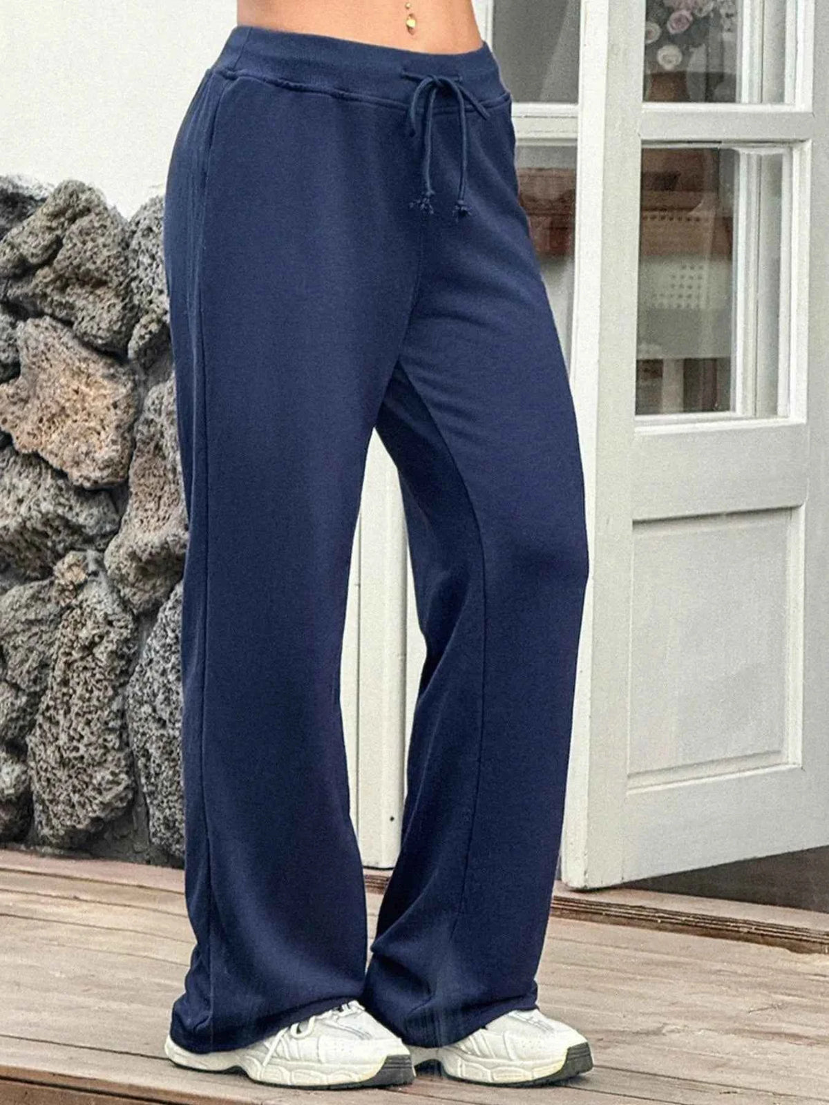 Drawstring Wide Leg Active Pants