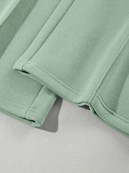 Drop Shoulder Zip Up Jacket and Drawstring Pants Active 2pcs Set