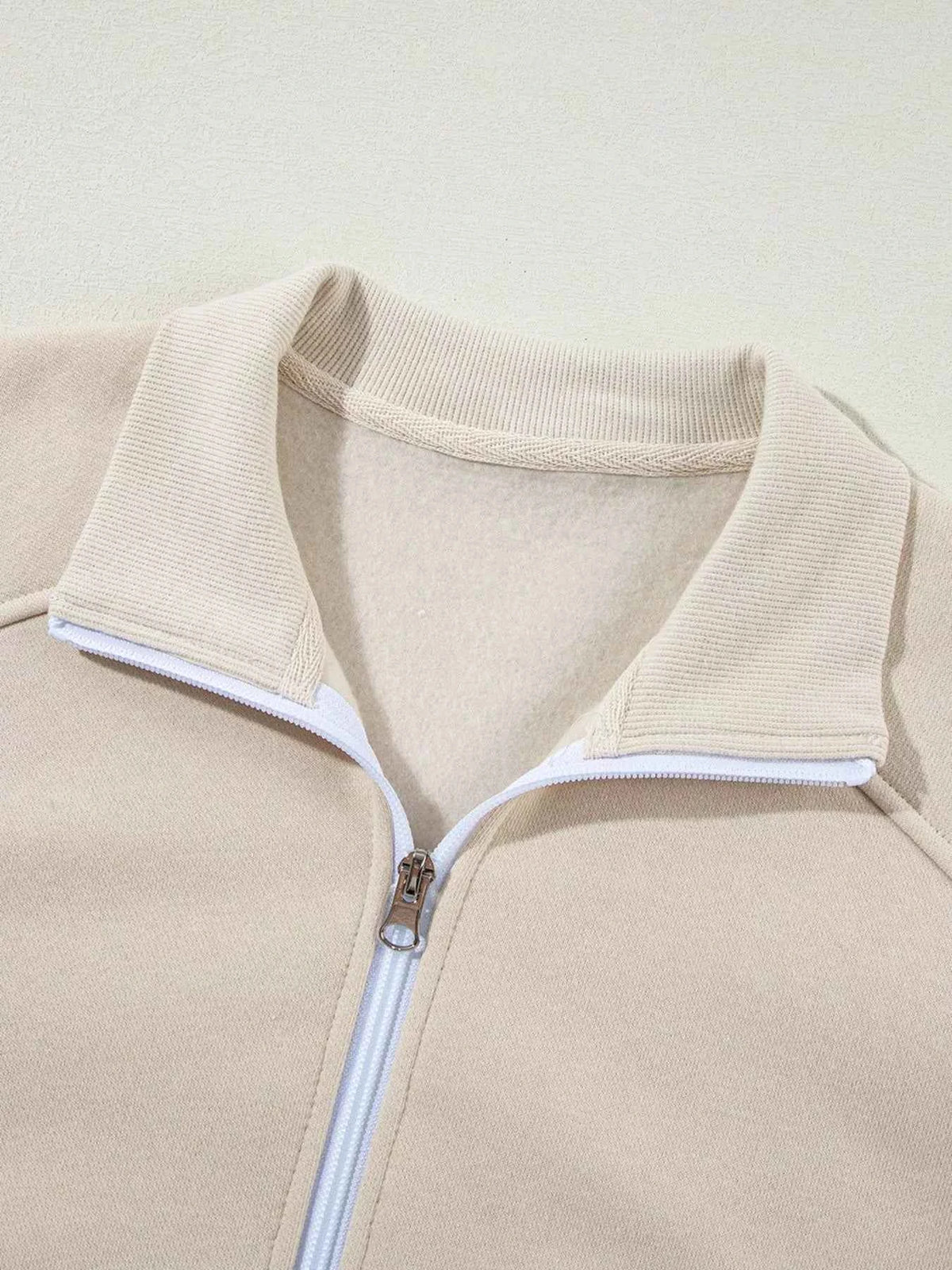 Drop Shoulder Zip Up Jacket and Drawstring Pants Active 2pcs Set