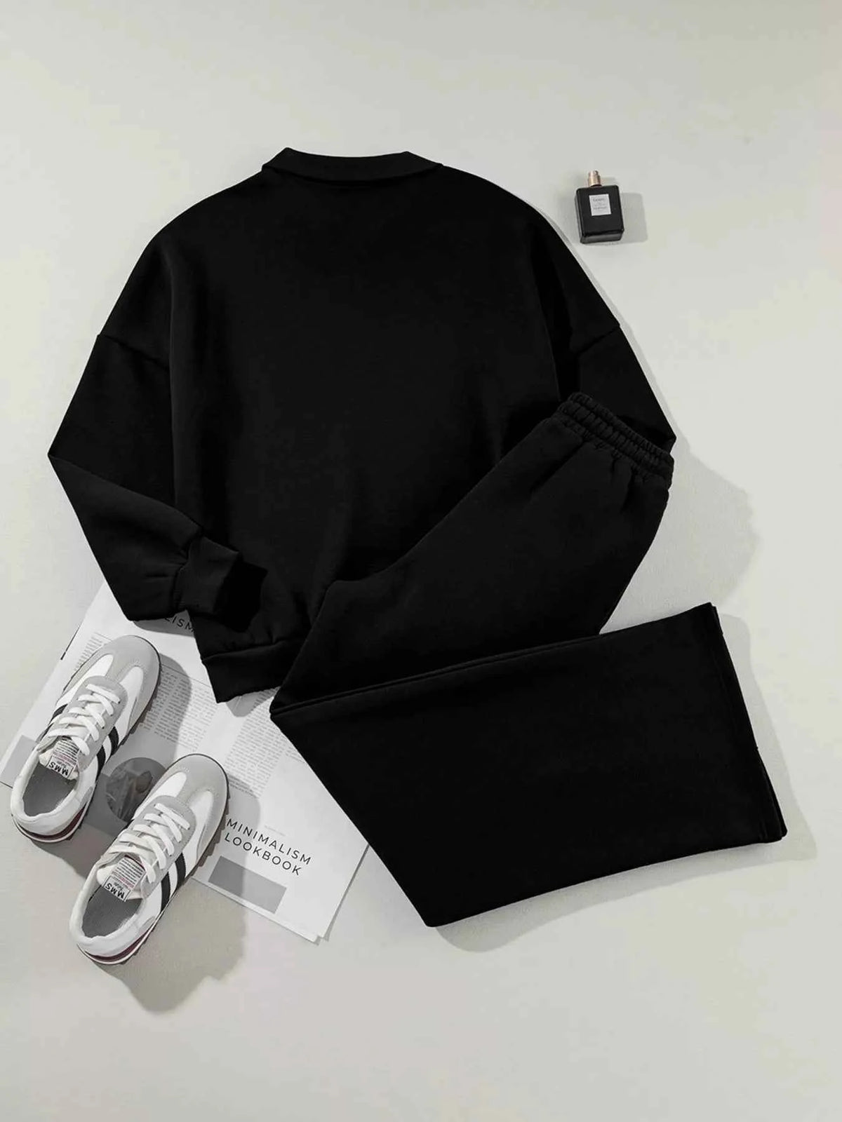 Drop Shoulder Zip Up Jacket and Drawstring Pants Active 2pcs Set