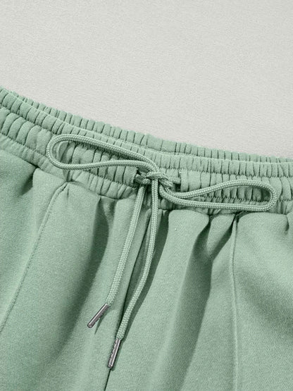 Drop Shoulder Zip Up Jacket and Drawstring Pants Active 2pcs Set