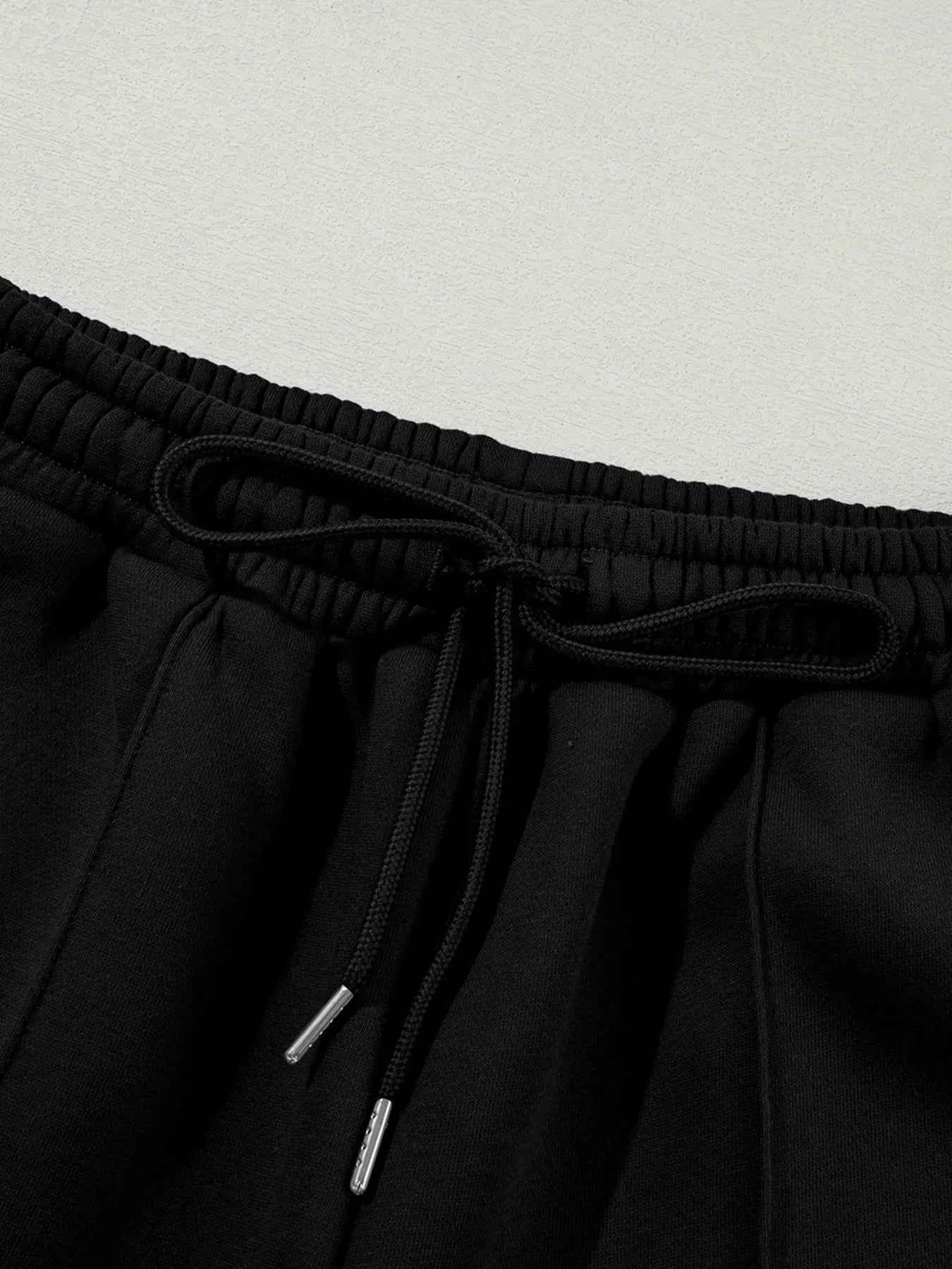 Drop Shoulder Zip Up Jacket and Drawstring Pants Active 2pcs Set