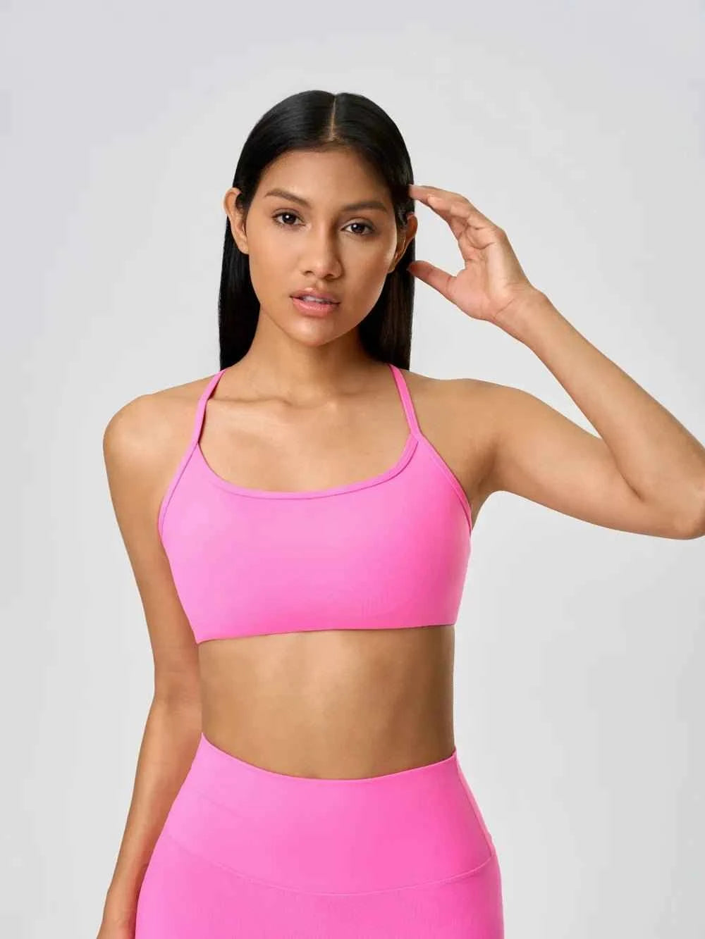 Millennia Crisscross Back Scoop Neck Active Cami with Detachable Chest Pads