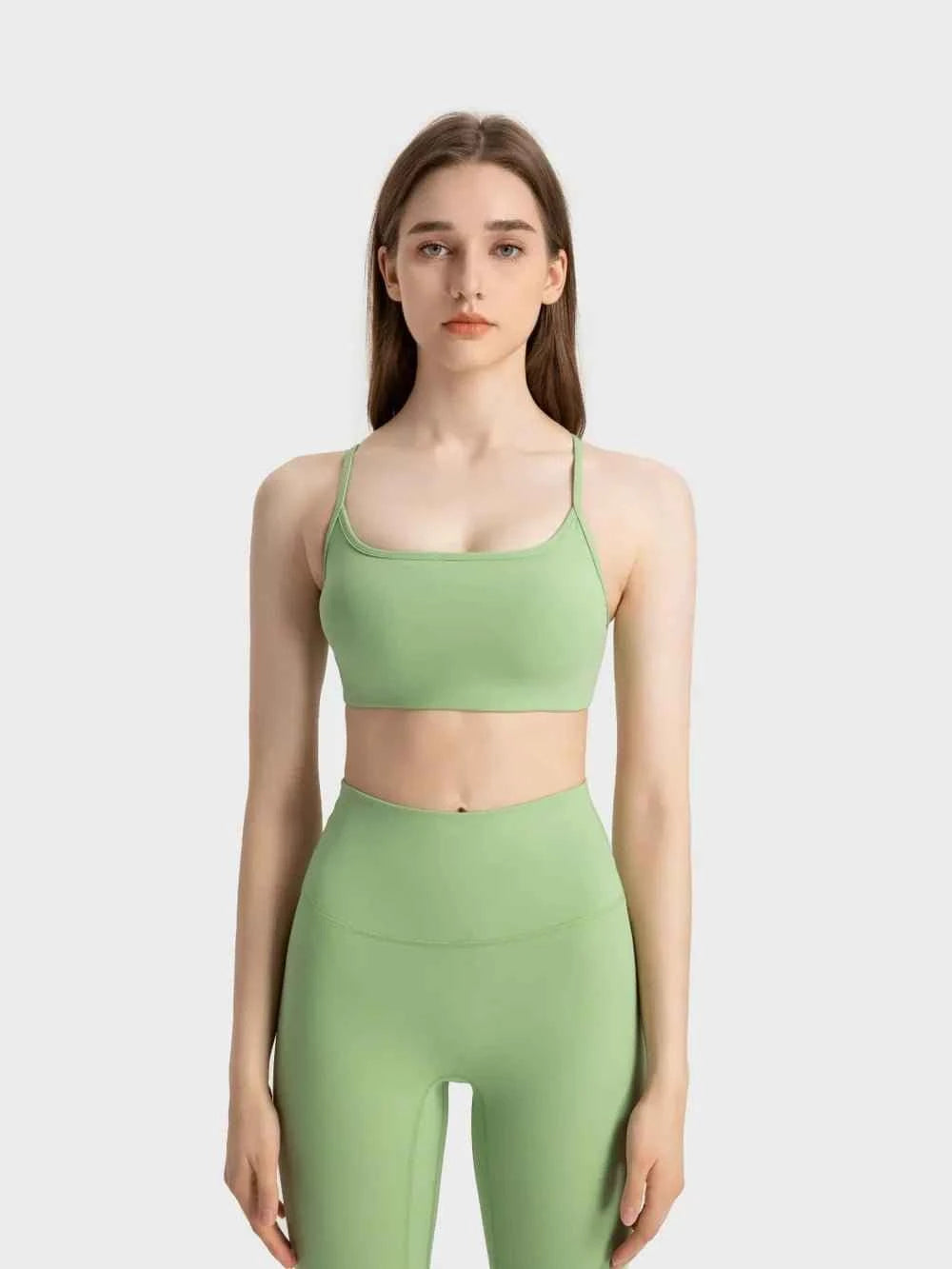 Millennia Crisscross Back Scoop Neck Active Cami with Detachable Chest Pads