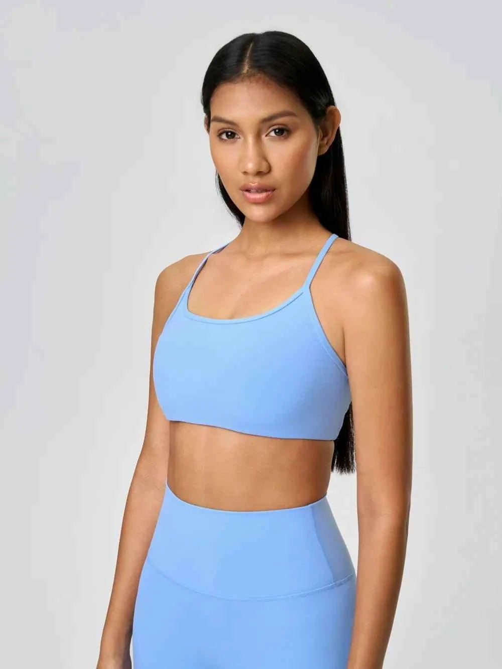 Millennia Crisscross Back Scoop Neck Active Cami with Detachable Chest Pads