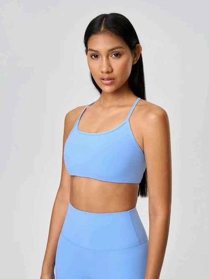 Millennia Crisscross Back Scoop Neck Active Cami with Detachable Chest Pads