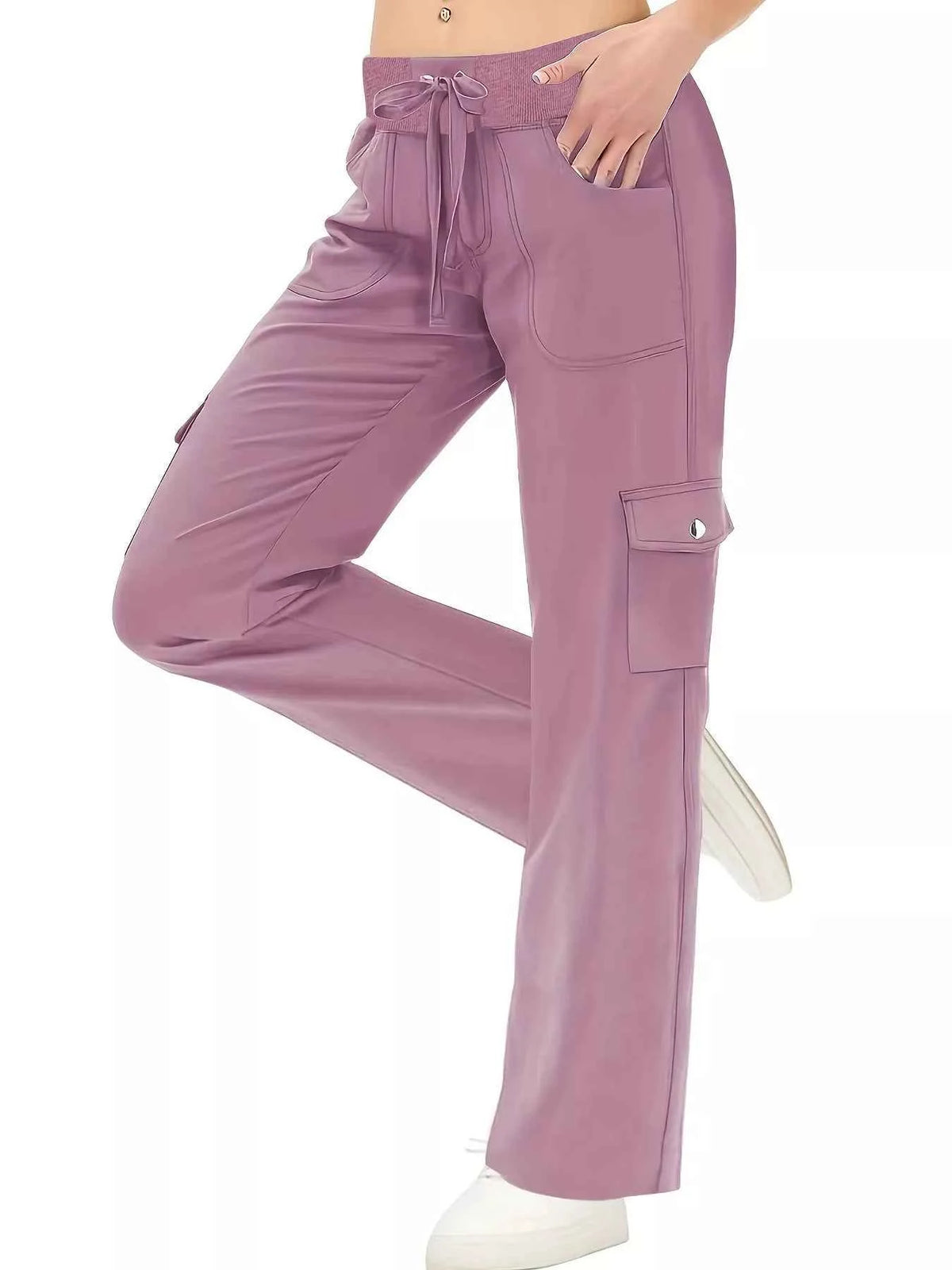 Relaxed Fit Active Pants with Drawstring Waist