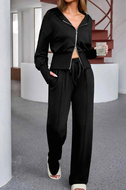 Zip-Up Hoodie and Pants Active Set