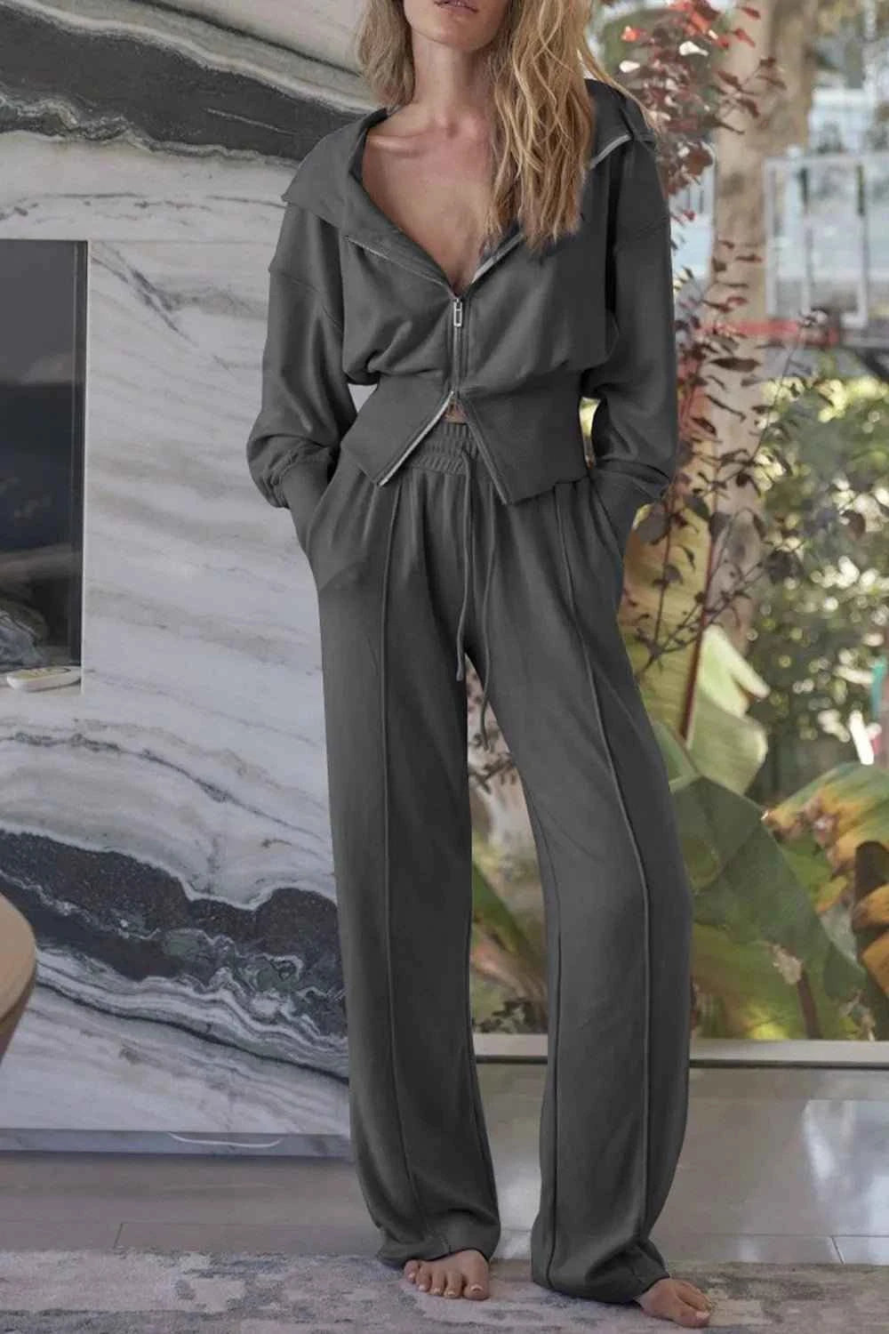 Zip-Up Hoodie and Pants Active Set