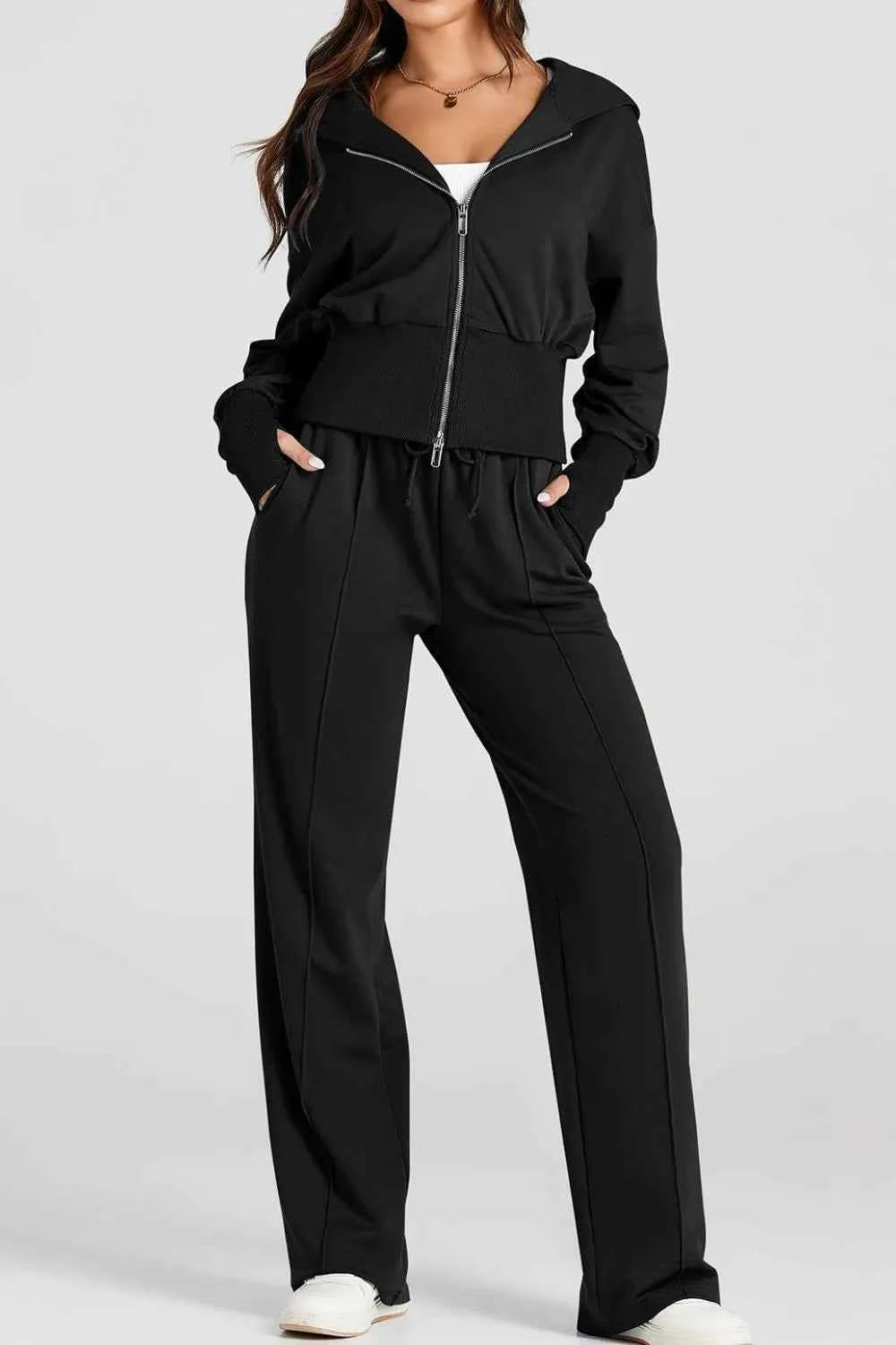 Zip-Up Hoodie and Pants Active Set