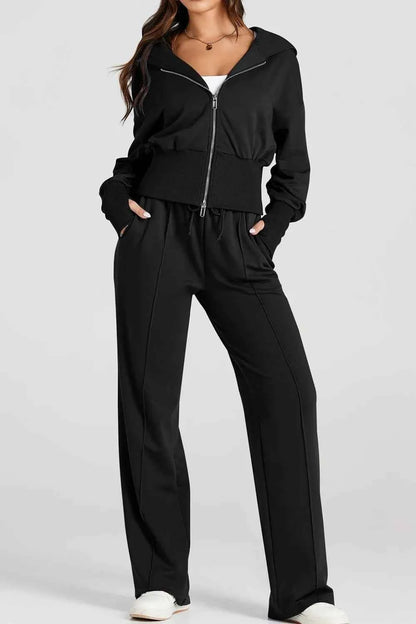Zip-Up Hoodie and Pants Active Set